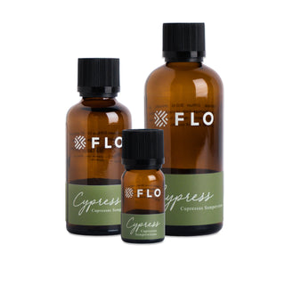 10ml, 50ml, 100ml Cypress Essential Oil bottles.
