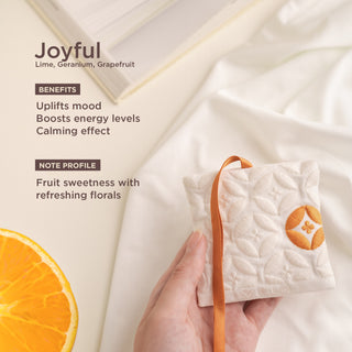 Joyful's fruity sweetness and refreshing florals uplifts the mood, boosts energy levels, while giving a calming effect.