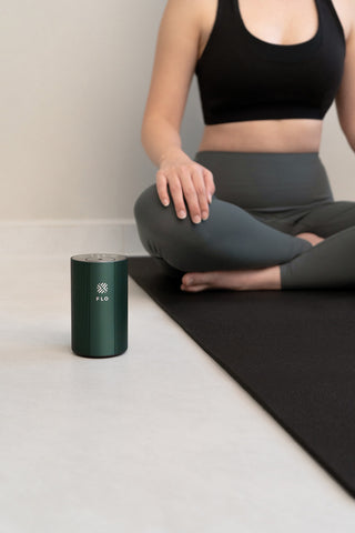 Viridian Green Diffuser Go beside a yoga mat.