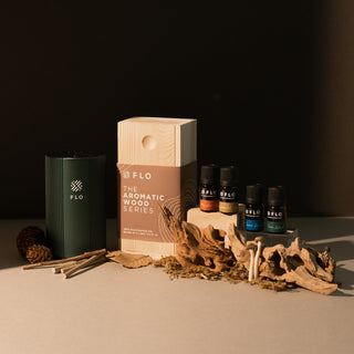 Viridian Green FLO Diffuser Go with the Aromatic Wood Series.