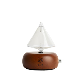 Pyramid Glass Chamber with Chocolate Wood Base.