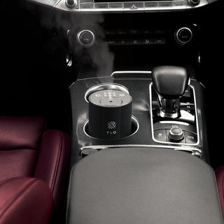 Velvet Black Diffuser Go in cup holder of car.