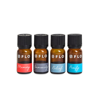Memory, Immunity plus, Relief, and Purify Essential Oil Blends.