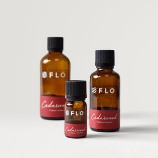 10ml, 50ml, and 100ml Cedarwood Essential Oil bottles.