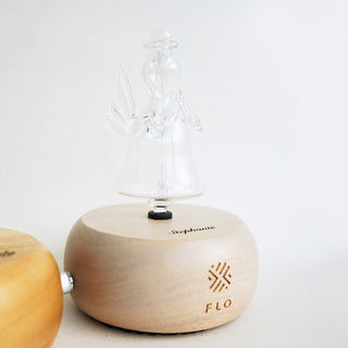 Engraving on Vanilla Wood Base with Angel Glass Chamber.