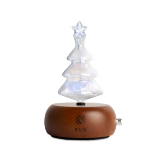 Aurora Xmas Tree Glass Chamber with Chocolate Wood Base.