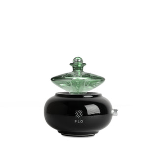 Emerald Everglow Glass Chamber with Black Ceramic Base.