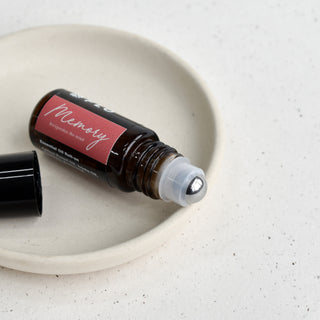 5ml Memory Essential Oil Roll-On with cap off.