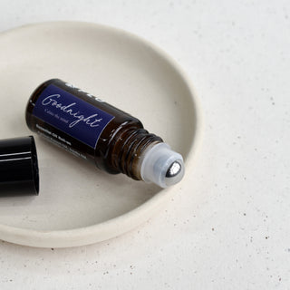 5ml Goodnight Essential Oil Roll-On with cap off.