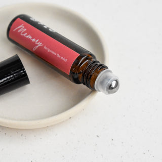 10ml Memory Essential Oil Roll-On with cap off.